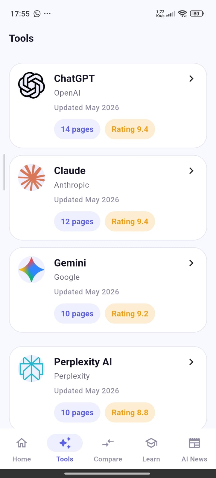 AI Guide tools directory screen